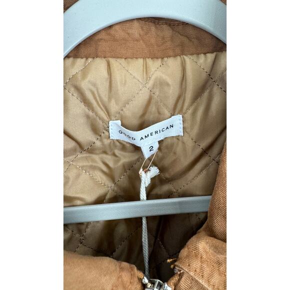 Good American Chore Dropped Shoulder Utility Jacket Rust Size 2 Medium Brown New - Picture 5 of 10